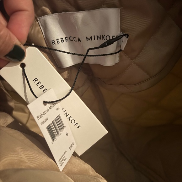 Rebecca Minkoff Women’s Long Quilted Puffer Trench Coat Beige Size Medium NWT - Picture 4 of 5